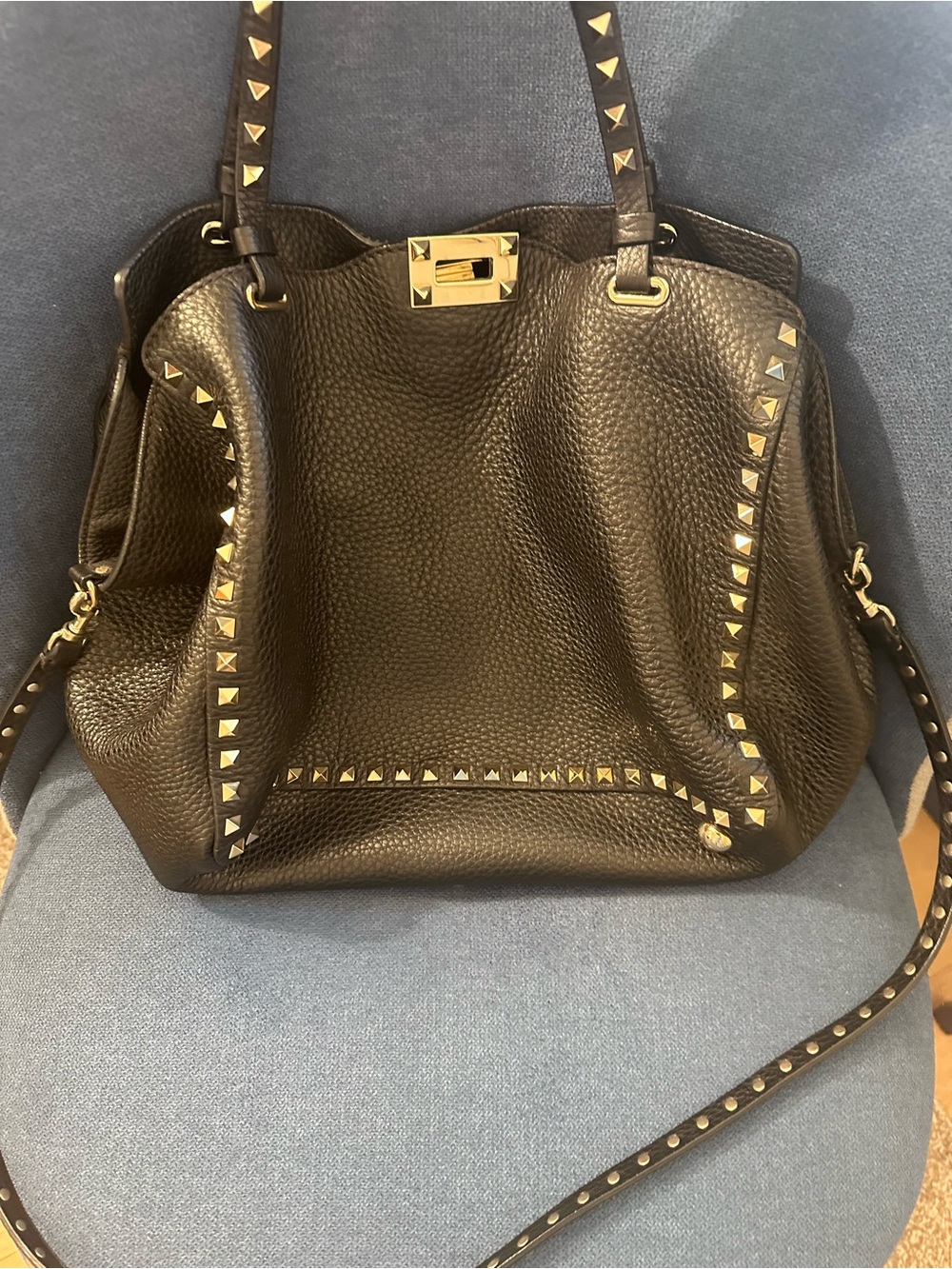 Valentino Studded Black Leather Handbag - Picture 10 of 11